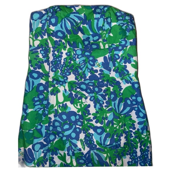Lilly Pulitzer Bee In Your Bonnet Blue Floral Strapless Dress 0 - Picture 3 of 7